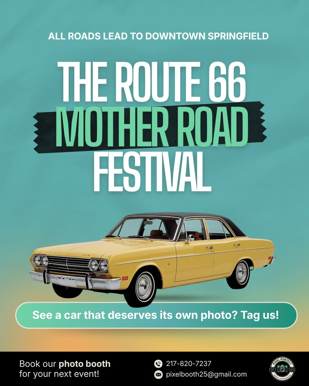 Pixel Perfect Route 66 Mother Road Festival social media graphic